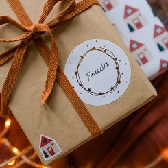 Ava & Yves - 12 Geschenkaufkleber "Weihnachten" Rund