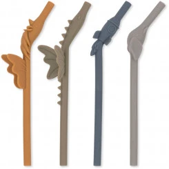 Konges Slojd - 4 Silikon Strohhalme - Stone Mix