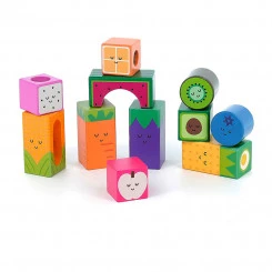 Vilac - Bauklötze Mit Rassel - Früchte Und Gemüse